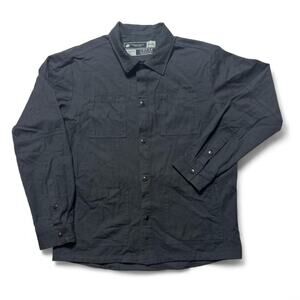 Wooly Clothing Grey Merino Wool Cotton Longhaul Snap Front Shirt Jacket XL